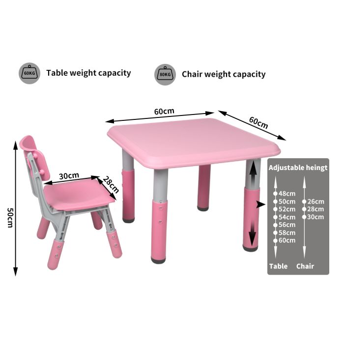Kids Table and Chairs Children Furniture Toys Play Study Desk Set Pink/Green