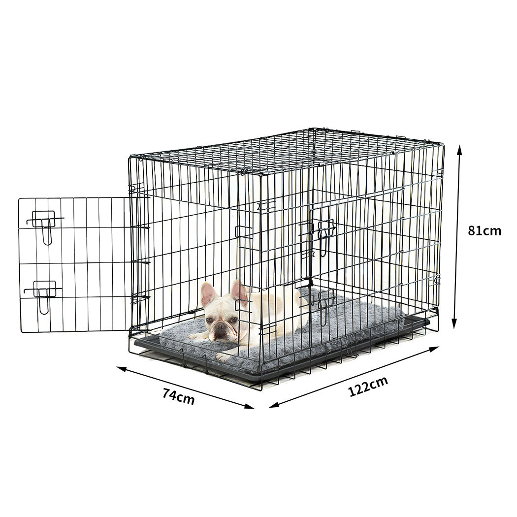 Foldable Metal Carrier Portable Kennel With Bed 48"
