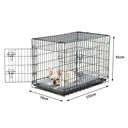 Foldable Metal Carrier Portable Kennel With Bed 48"
