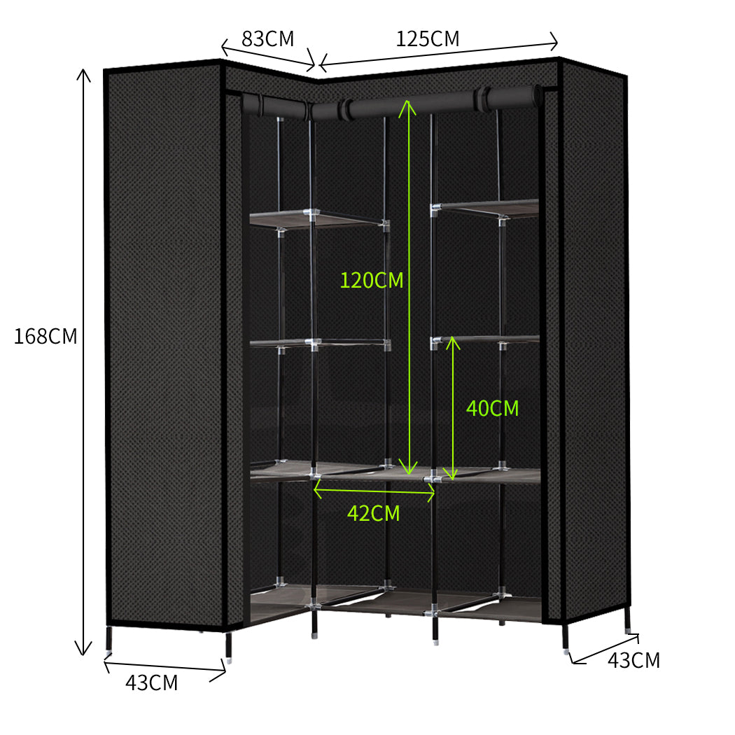 Portable Wardrobe Storage Cloth Organiser Unit Shelf Rack
