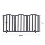 Wooden Pet Gate Dog Fence Safety Stair Barrier Security Door 3 Panels Grey