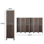 6 Panel Room Divider Folding Screen Privacy Dividers Stand Wood Brown