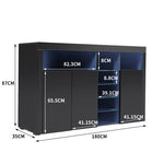 Buffet Sideboard Cabinet Storage Modern High Gloss Cupboard Black