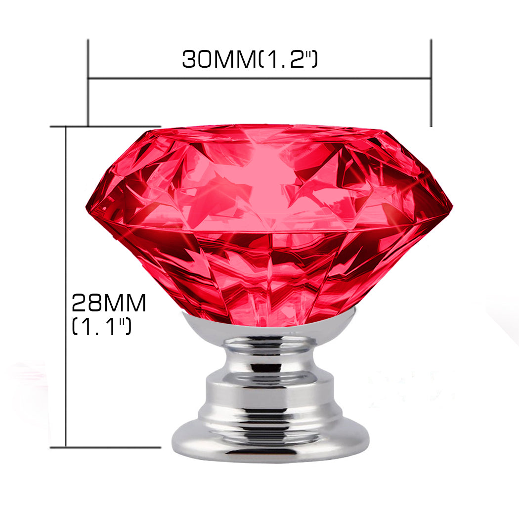 10 Pcs 30mm Red Diamond Shape Cabinet Handle 
