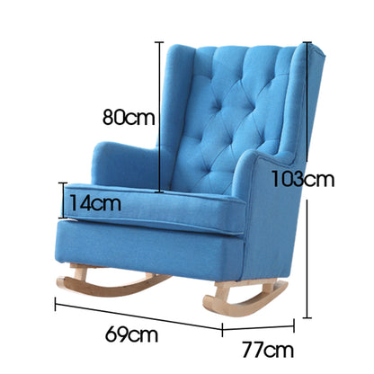 Rocking Chair Chairs Armchair Fabric Lounge Recliner Feeding Rocker Blue