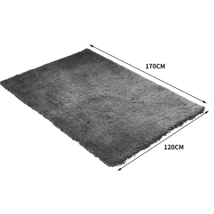 Ultra Soft Anti Slip Rectangle Floor Rug Carpet 120x170cm in Charcoal