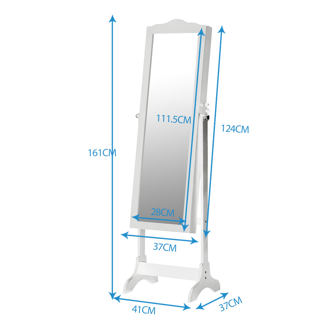 Mirrored Jewellery Dressing Cabinet White