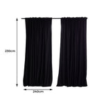 2X Blockout Curtains 240cm x 230cm- black