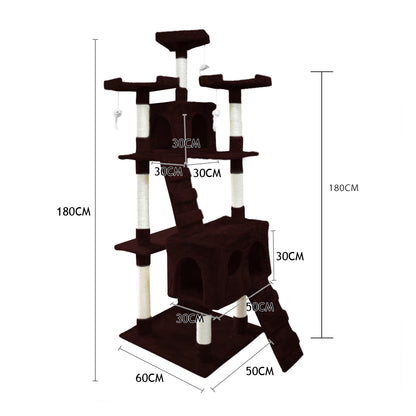 1.8M Cat Scratching Post Tree -Dark Brown
