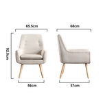 2x Upholstered Fabric Dining Chair-Beige