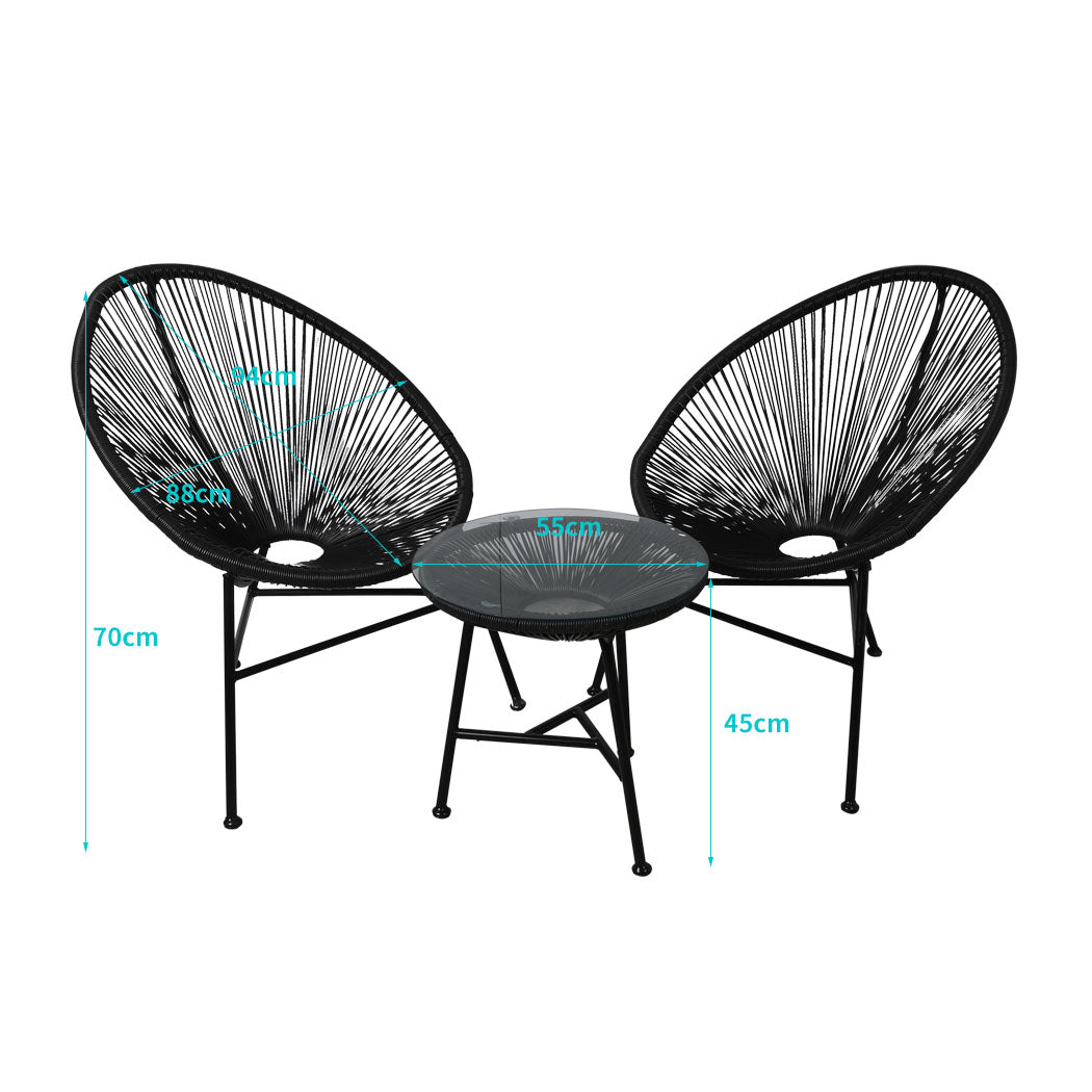 3Pcs Outdoor Chairs Bench 
