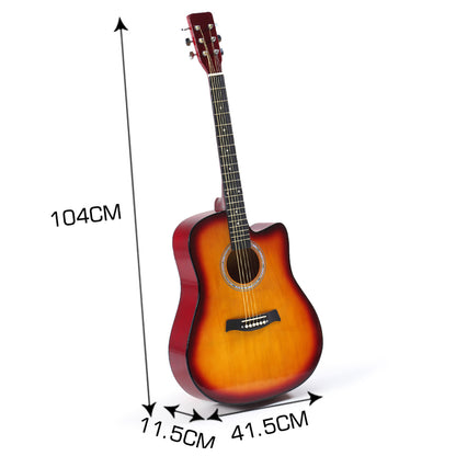 Sleek lacquer finish 41 Inch Wooden Folk Acoustic Guitar