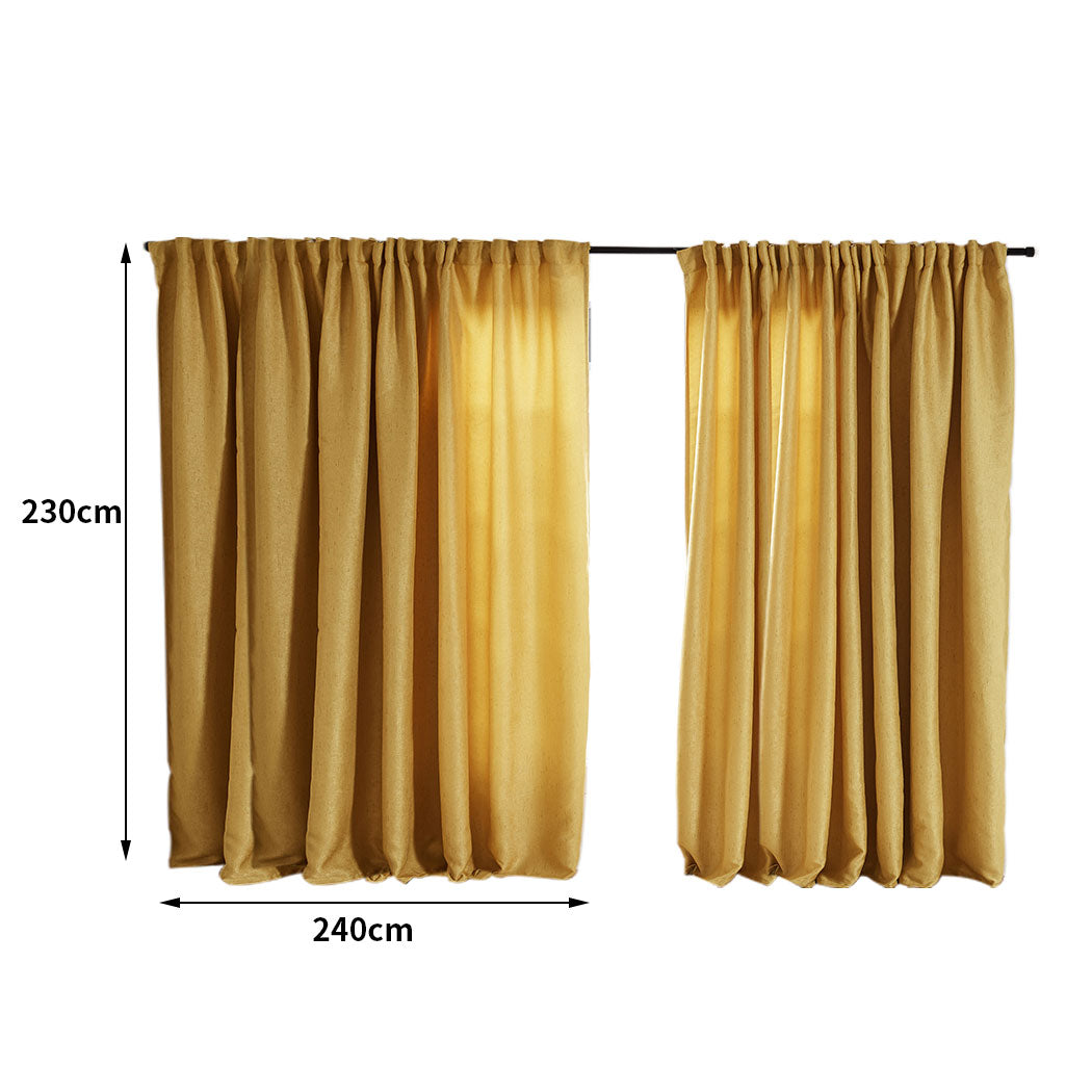 2X Blockout Premium quality Curtains Mustard 240CM x 230CM 

