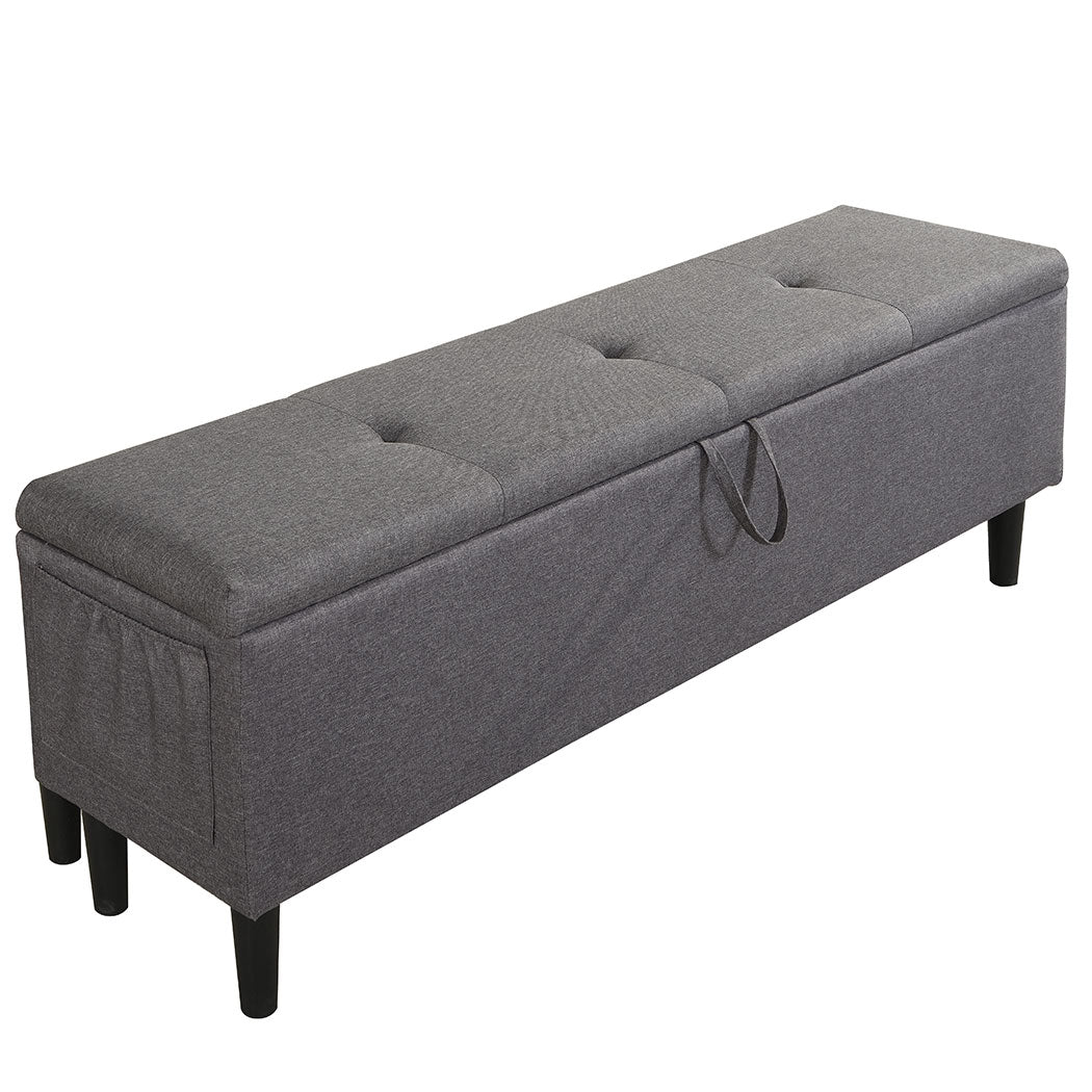 Bed Frame Fabric Queen Size Mattress Base Wooden Platform Storage Ottoman