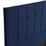 Bed Frame Double Size Mattress Base Platform Wooden Velevt Headboard Blue