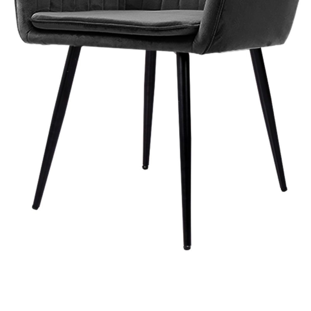 2x Dining Chairs Kitchen Steel Chair Velvet Removable Cushion Seat Covers
