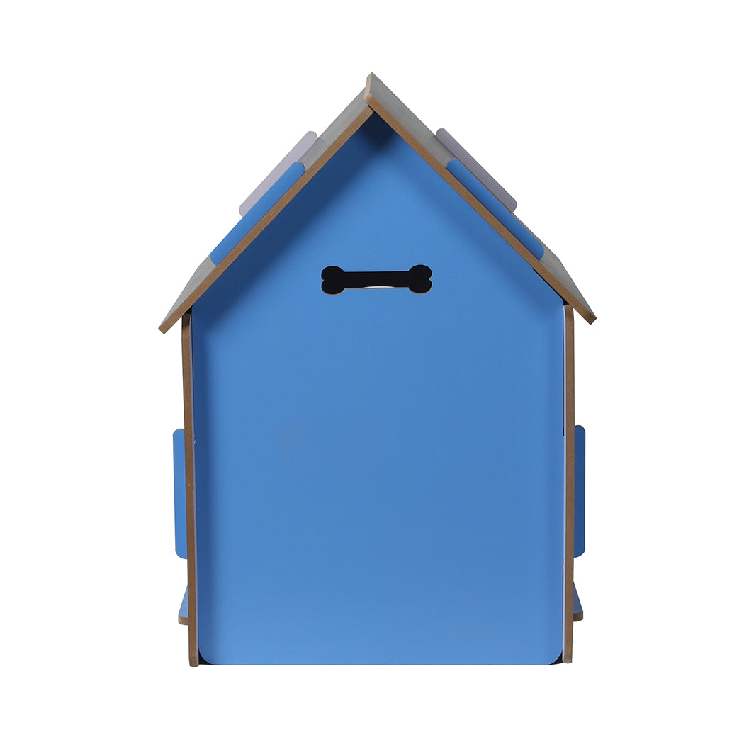 Wooden Dog House Pet Kennel Medium Blue M 
