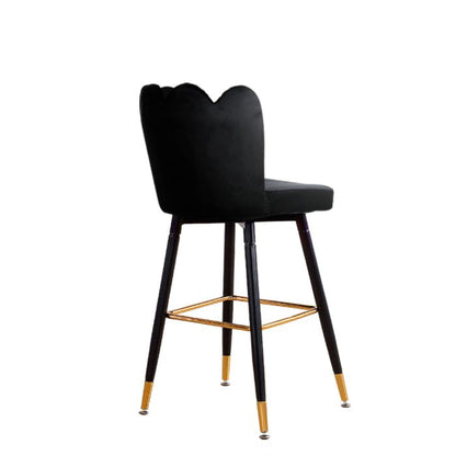 2x  Kitchen Stool Chairs Velvet Swivel Luxury Barstools Black