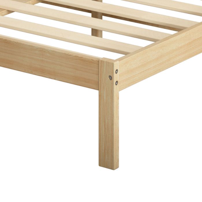 Solid Timber Pine Wood Bed Frame Queen-Natural