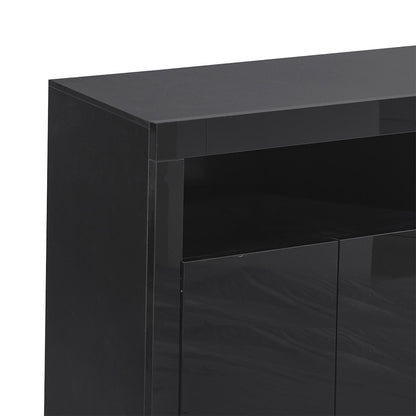 Buffet Sideboard Storage Modern High Gloss Cabinet Cupboard Black