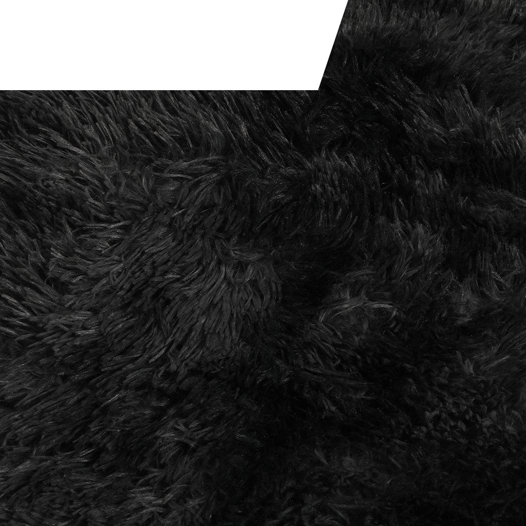 Floor Rug Shaggy Rugs Soft Large Carpet Area Tie-dyed 120x160cm Black