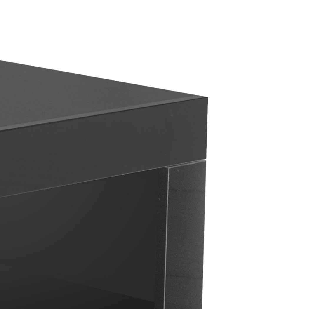 Buffet Sideboard Storage Cabinet Modern High Gloss Furniture LED Black
