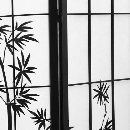 3 Panel Room Divider Privacy Screen Door Pine Wood Stand Fringe