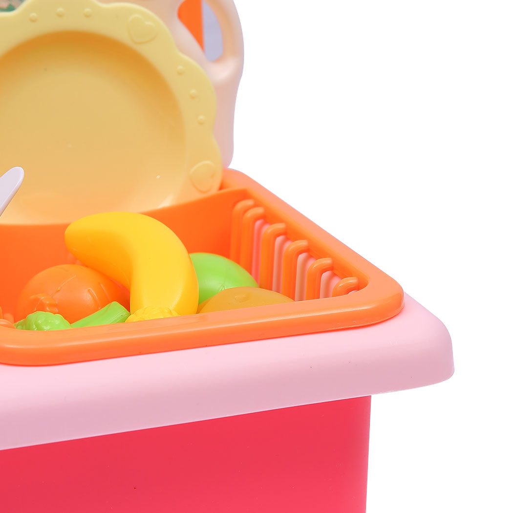 35x Kids Kitchen Play Set Dishwasher Sink - pink