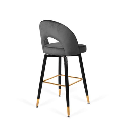 2x Kitchen Stool Chairs Velvet Swivel Luxury Barstools Grey