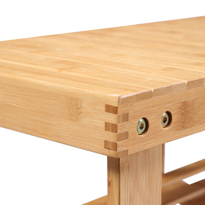 Bamboo Shoe Rack Stand Bench 3 TierOrganiser 81cm