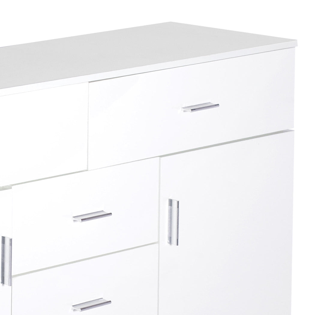 Buffet Sideboard Storage Cabinet Modern High Gloss Cupboard Drawers White