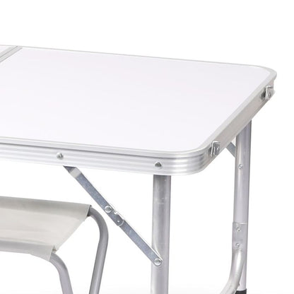 Outdoor Foldable Camping Table Chair Set-Silver