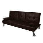 Adjustable 3 Seater Sofa Bed Lounge - Brown