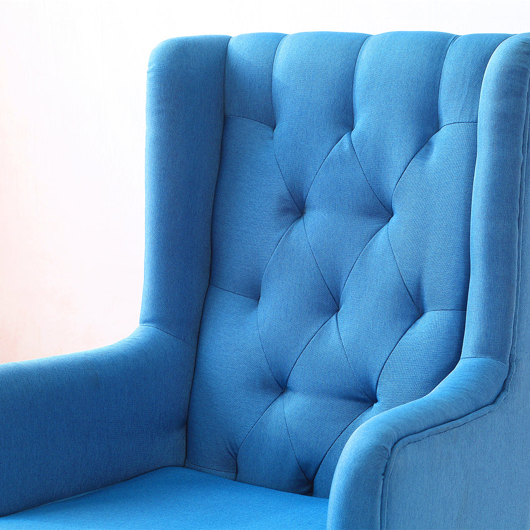 Rocking Chair Chairs Armchair Fabric Lounge Recliner Feeding Rocker Blue