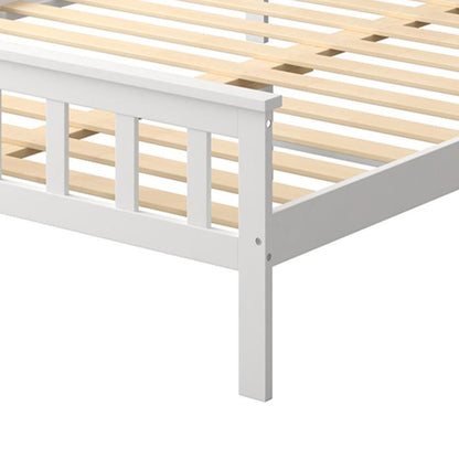 Wooden Mattress Base Solid Timber Pine Bed Frame Queen Size-White