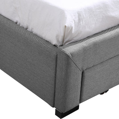 Bed Frame Queen Fabric With Drawers Grey