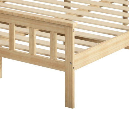 Wooden Mattress Base Solid Timber Pine Bed Frame Queen Size-Natural
