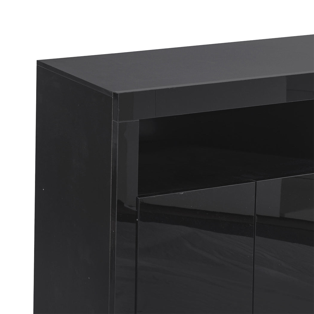Buffet Sideboard Cabinet Storage Modern High Gloss Cupboard Black