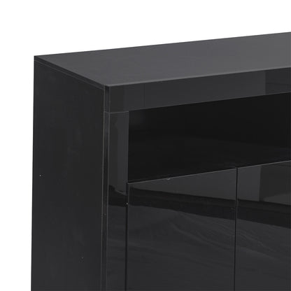 Buffet Sideboard Cabinet Storage Modern High Gloss Cupboard Black