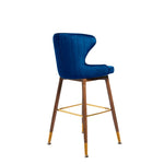 2x  Kitchen Stool Chairs Velvet Swivel Luxury Barstools Blue