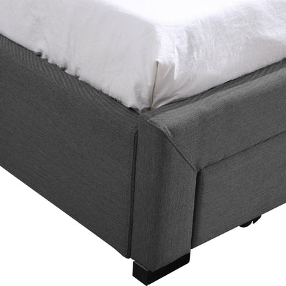 Bed Frame King Fabric With Drawers Grey