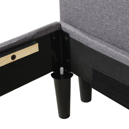 Bed Frame Fabric Queen Size Mattress Base Wooden Platform Storage Ottoman