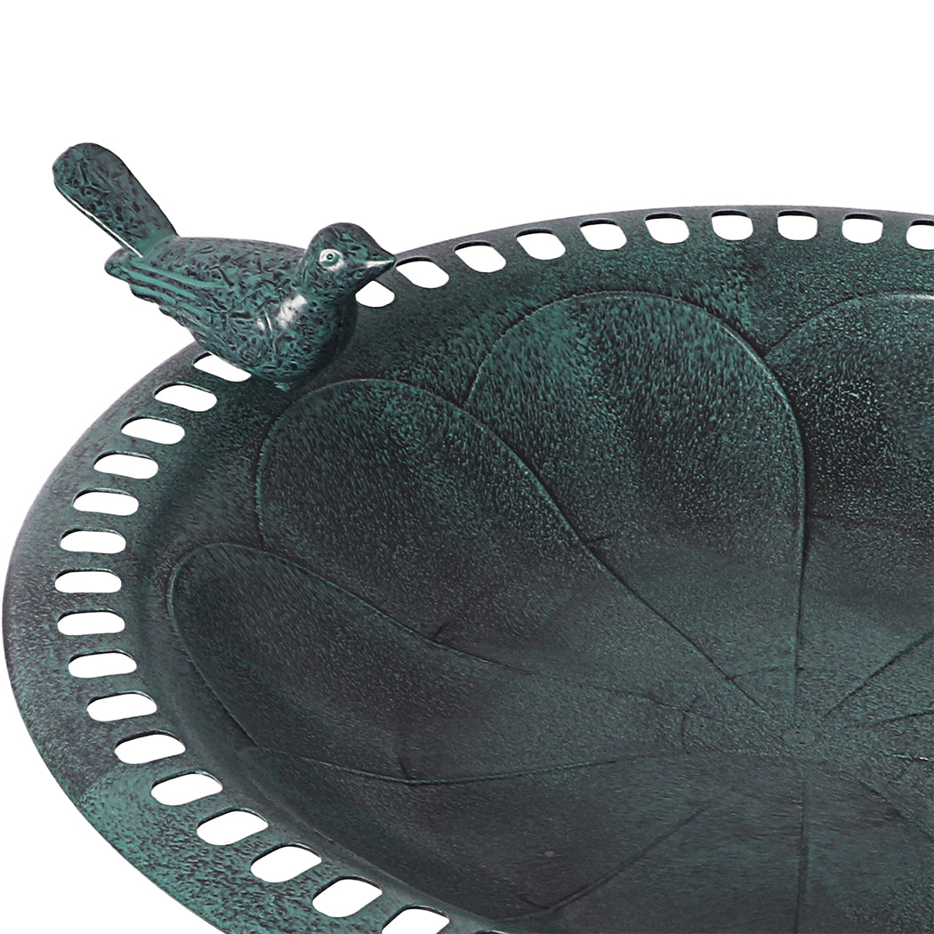 Bird Bath Feeder Metal Bowl Green