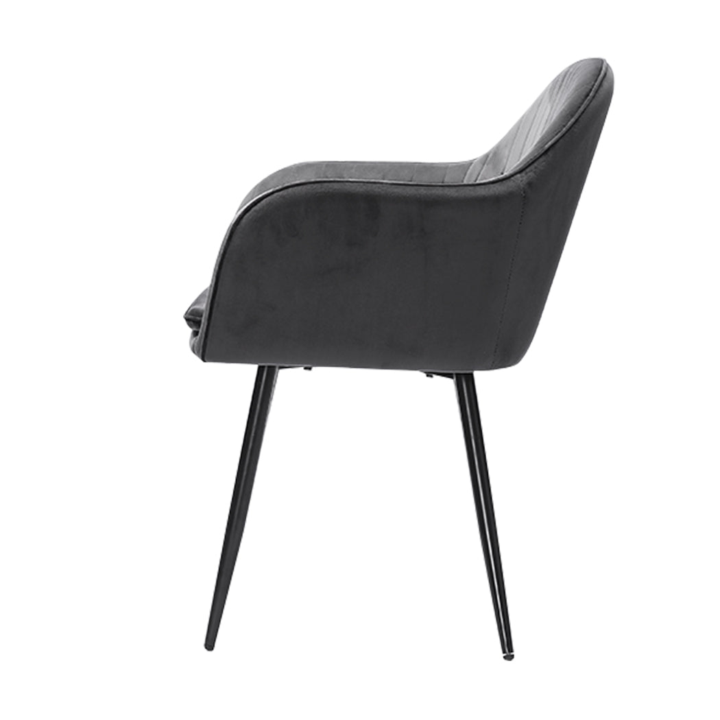 2x Dining Chairs Kitchen Steel Chair Velvet Removable Cushion Seat Covers