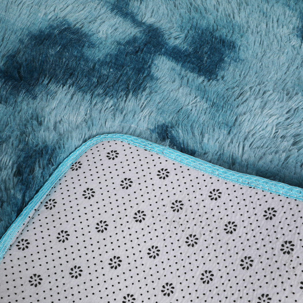 Floor Rug Shaggy Rugs Soft Large Carpet Area Tie-dyed 200x230cm Blue