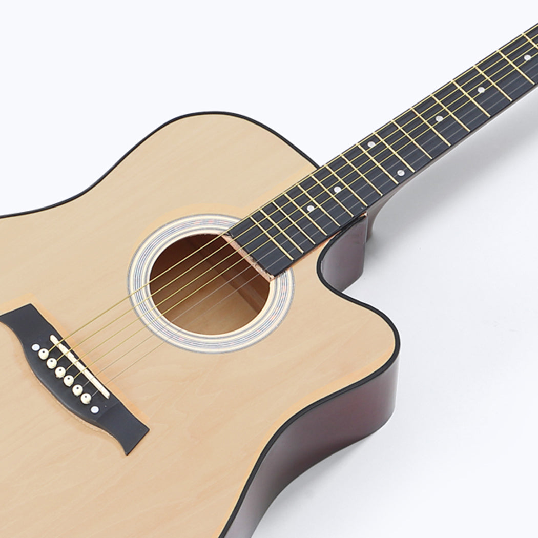 Sleek lacquer finish 41 Inch Wooden Folk Acoustic Guitar- Nature