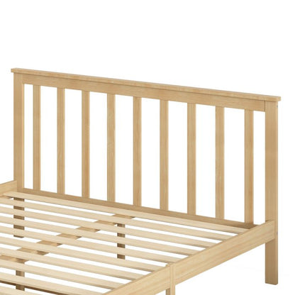 Wooden Mattress Base Solid Timber Pine Bed Frame Queen Size-Natural