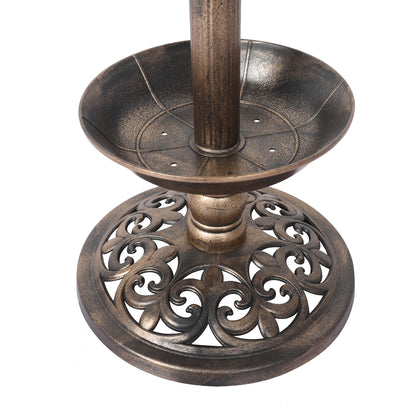 2PC beautiful Bird Bath Feeder Ornamental Solar Light- Bronze