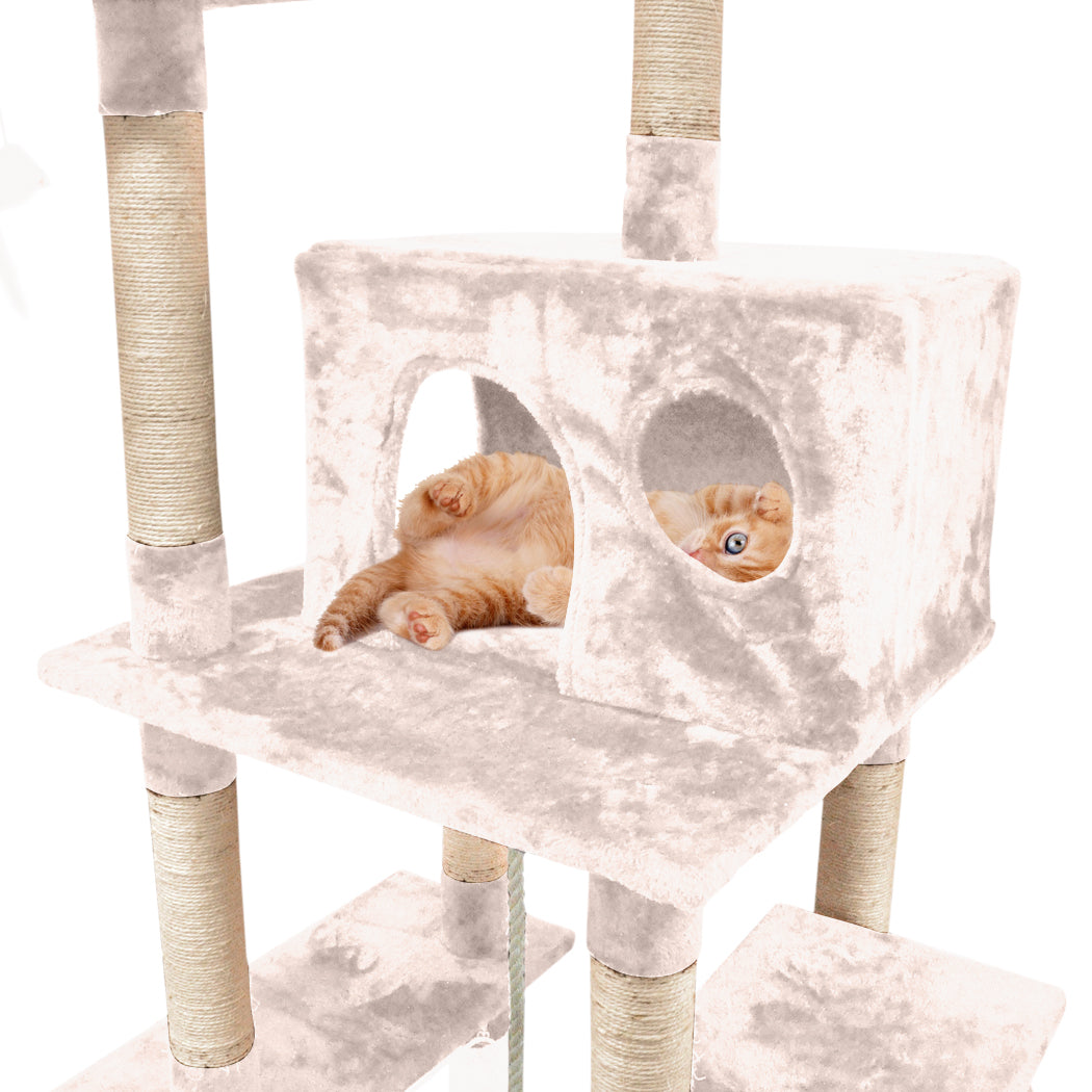 1.83M Cat Scratching Post Tree House Dark Cream 
