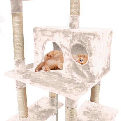 1.83M Cat Scratching Post Tree House Dark Cream 
